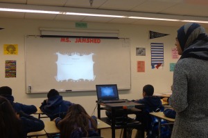 Serish Jamshed is speaking to her class. They were an advisory enrichment class focused on writing stories with a twist.