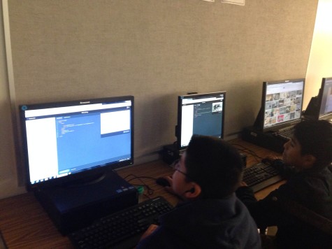 These are student on the computer. These students are in technology class and working on codecademy.