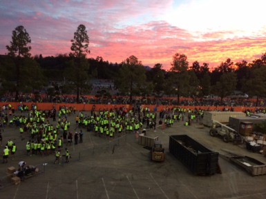 This is in the morning when all SRLA runners are to join up for the beginning of the race. This picture was taken in the seats of the Dodger Stadium.
