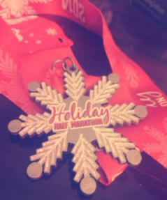 This is the medal students received at the Holiday Half Marathon.