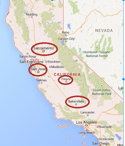 These are the most affected places in California. 