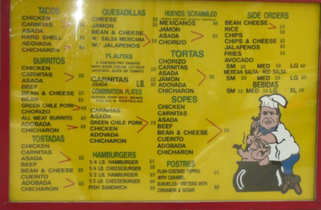 This is the menu of Q Tortas.