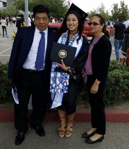 Luciana Rivera captures her 2018 graduation from Cal State San Bernadino with her parents; Dulce and Pablo. 