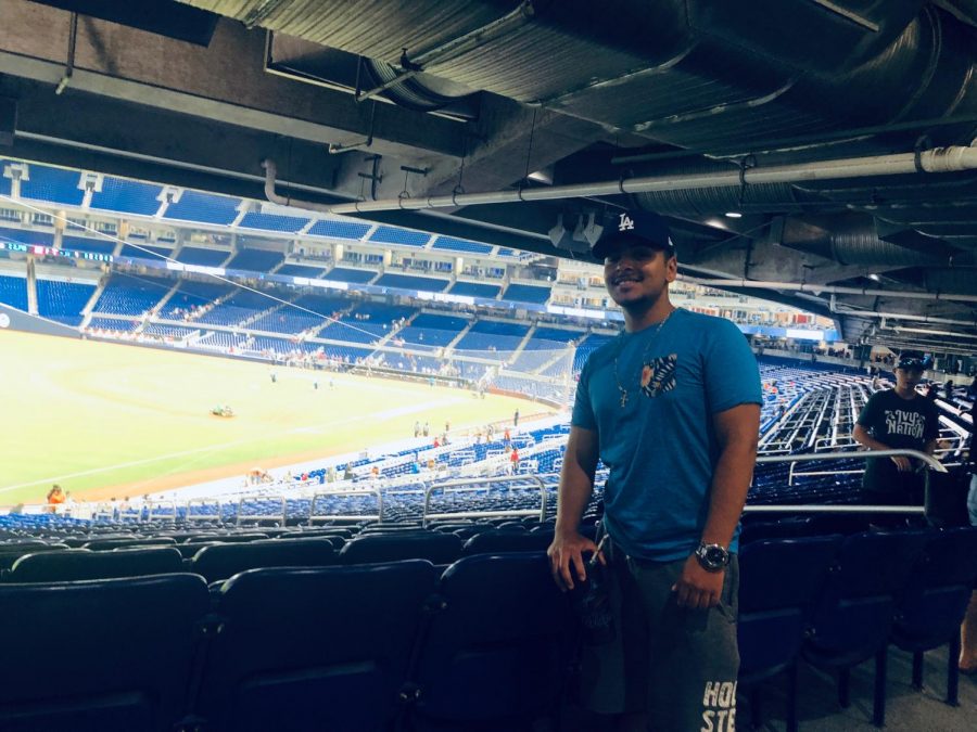 This picture shows my brother Luis at the Miami Marlins stadium.