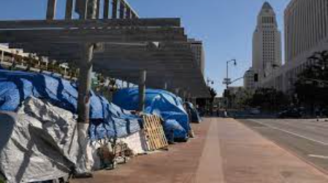 A homeless encampment in downtown Los Angeles. 