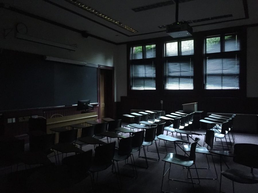 A classroom at Harvard University. 