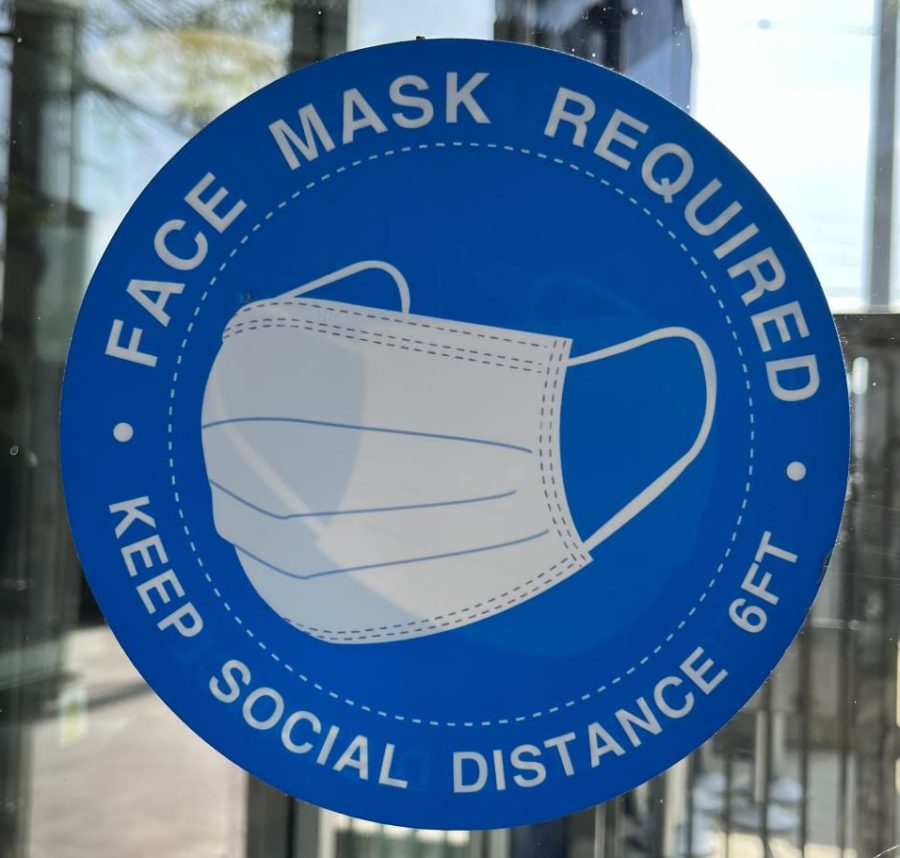 This sign was posted in every entry door. You were not able to enter school without masks. 