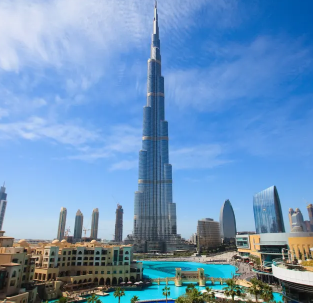 Dubais Burj Khalifa, the tallest building in the world.  