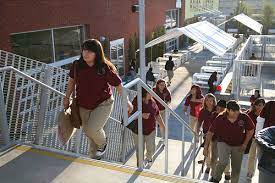 Walking up the steps to Animo Ralph Bunche ... making the transition to high school.