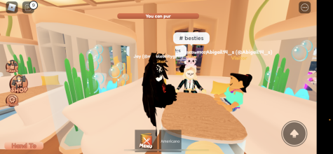 Playing Roblox with my friends from school.