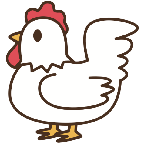 This is a picture of a cartoon chicken. 