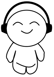 Character listening to music happily.