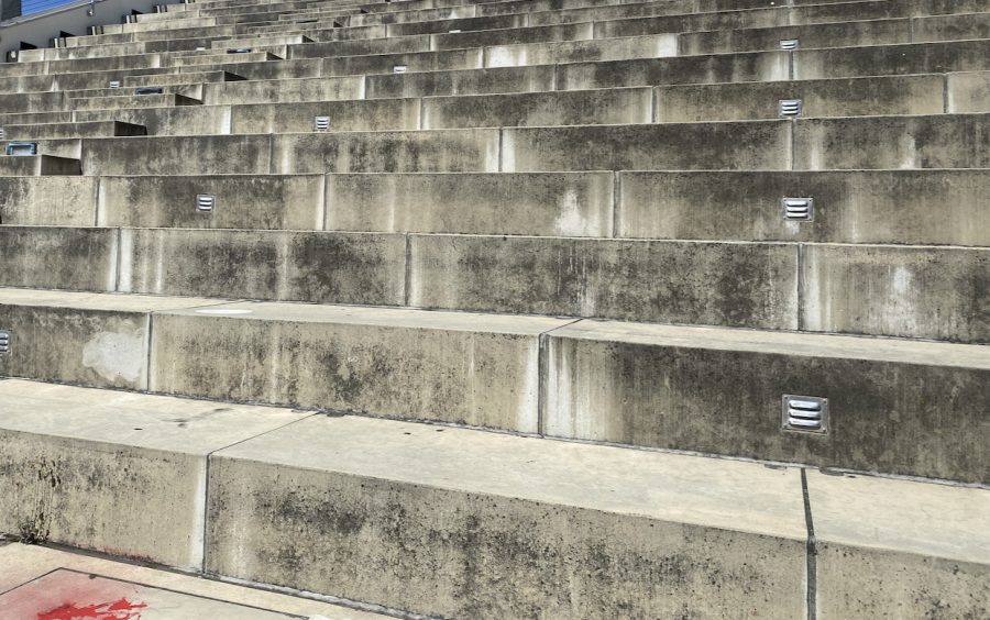 Walking up stairs at San Francisco State University with friends.