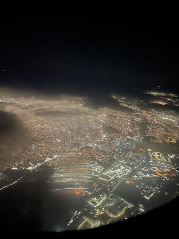 Leaving LA in the night on a plane to Mexico.