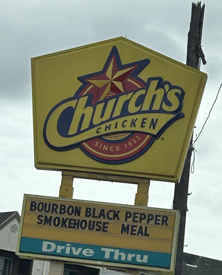 The+restaurant+sign+of+Churchs+Chicken.