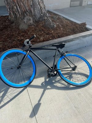 Miguels blue bike.