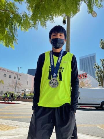 Jesus Sanchez with his first marathon medal.