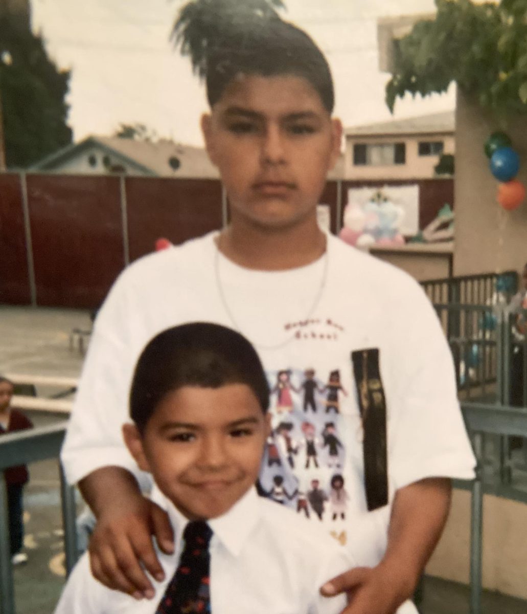 A photo of Alfredo Miranda in elementary with his little brother.