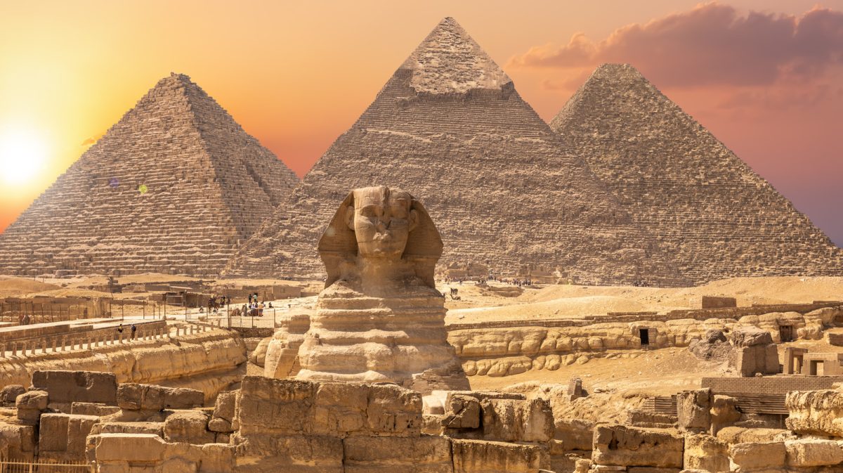 The Pyramids of Giza and the Sphinx.
