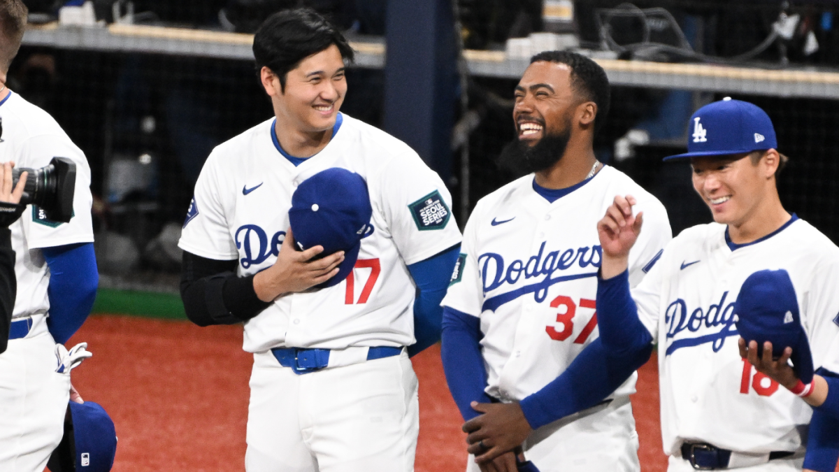 Picture of Shohei Ohtani, Yoshinobu Yamamoto, and Teoscar Hernández being teammates.