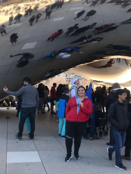 Crystal next to Cloud Gate in Chicago, IL.