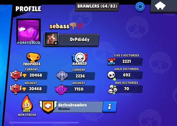 Sebass's Brawl Stars super played  account.