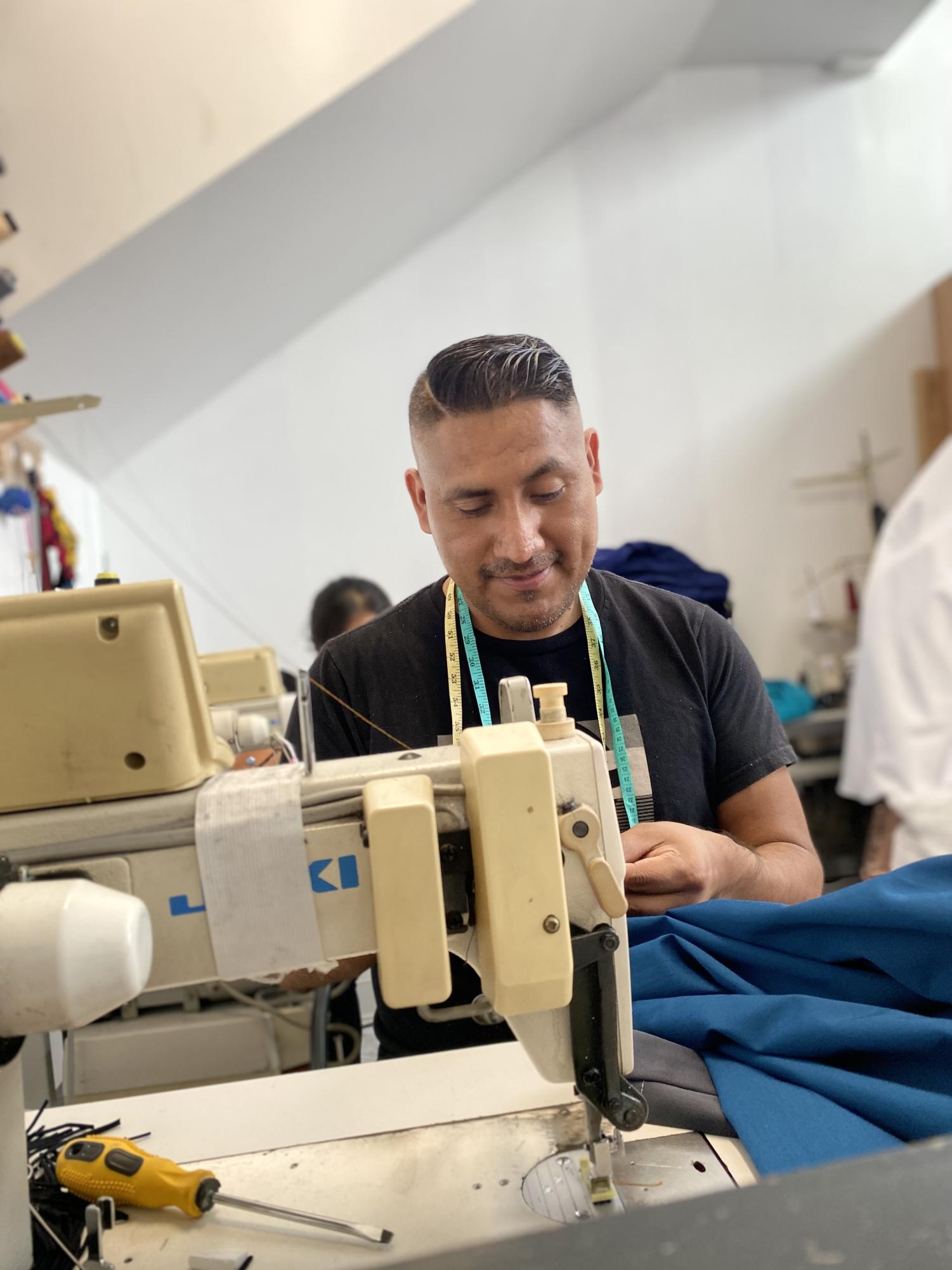 My dad smiling while working.