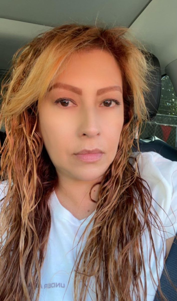 A picture Mireya Rivera took of herself in the car.