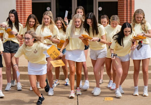 Sorority candidates on bid day getting their formal proposal. 