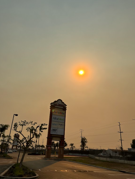 A day after the school closure, the sky was orange. 