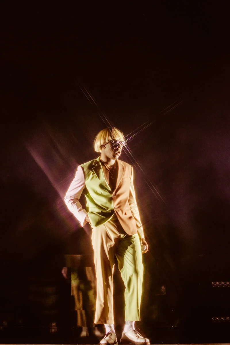 Tyler performing dressed in the Igor outfit.