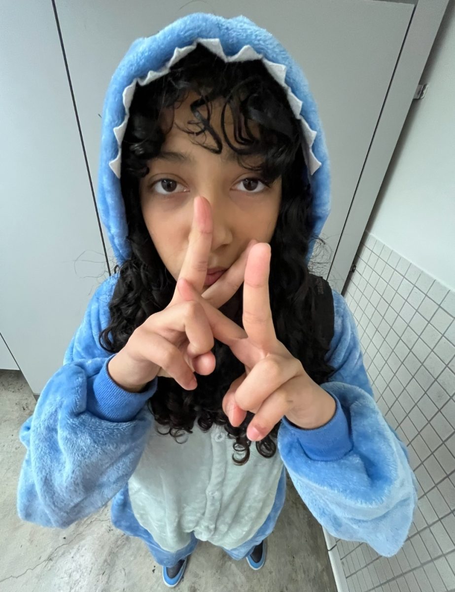 Abigail Hernandez in a Stitch onesie on Halloween.