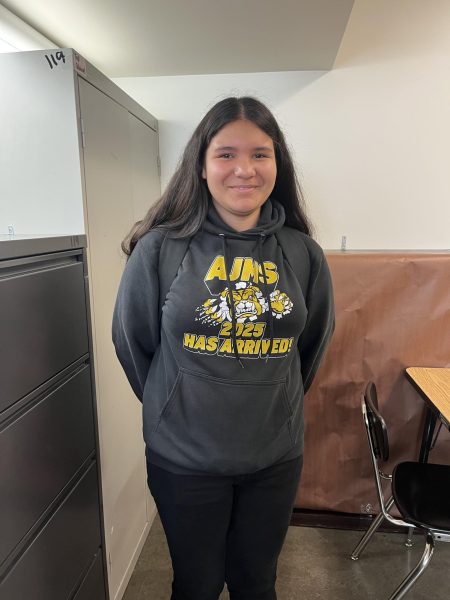 Alisson getting ready to leave Ms. Estrada's class. 