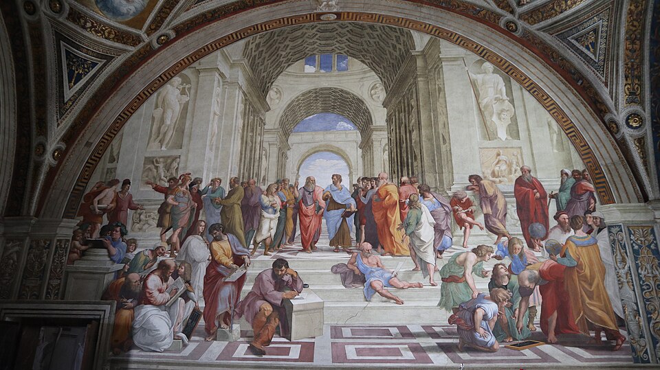 The School of Athens is a fresco by the Italian Renaissance artist Raphael. It was painted between 1509 and 1511 as part of a commission by Pope Julius II to decorate the rooms now called the Stanze di Raffaello in the Apostolic Palace in Vatican City.