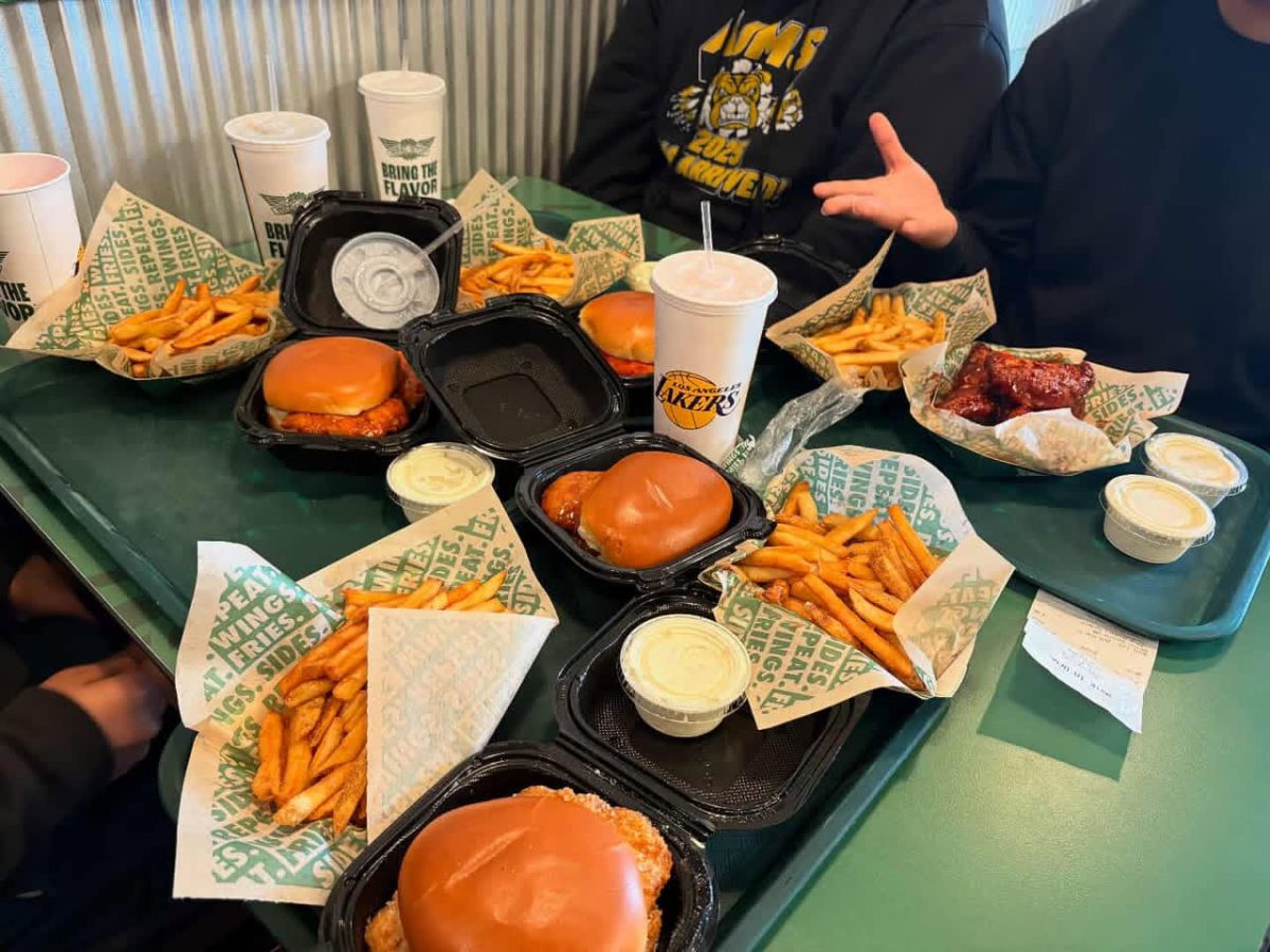 Eating Wingstop with friends near Vernon.