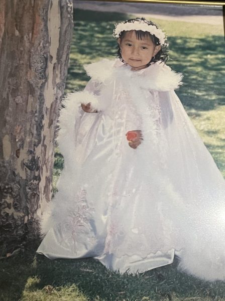 Wendy Hernandez dressed for her baptism. 
