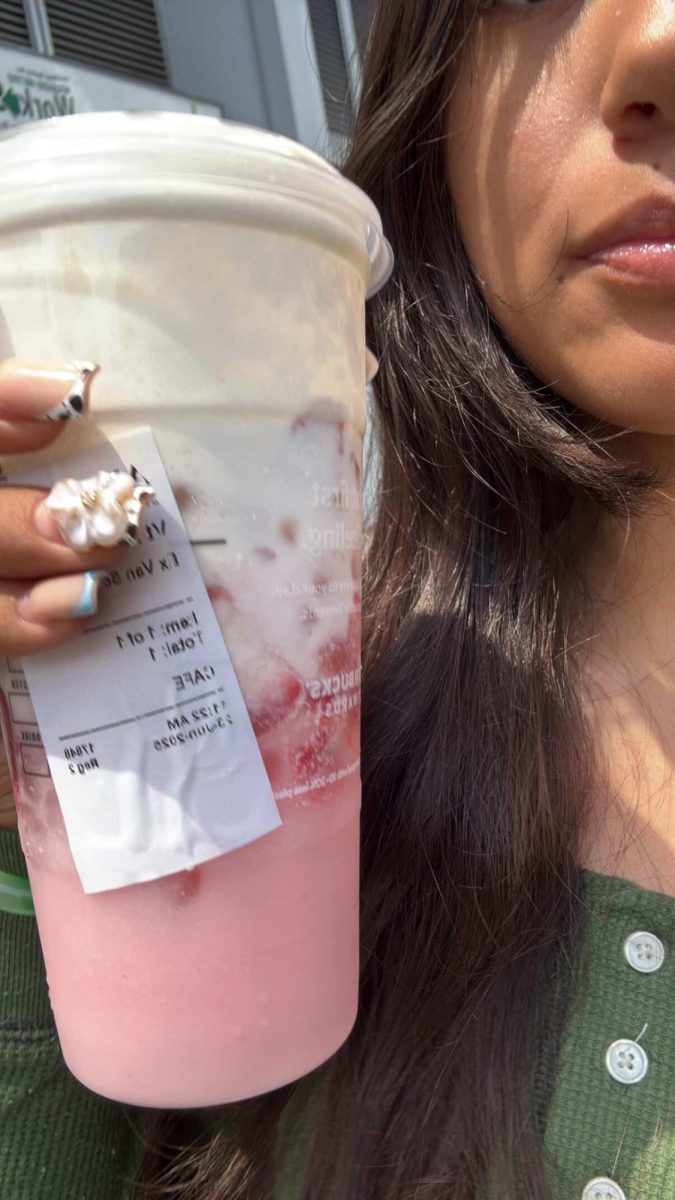 Allison with her Starbucks order. 