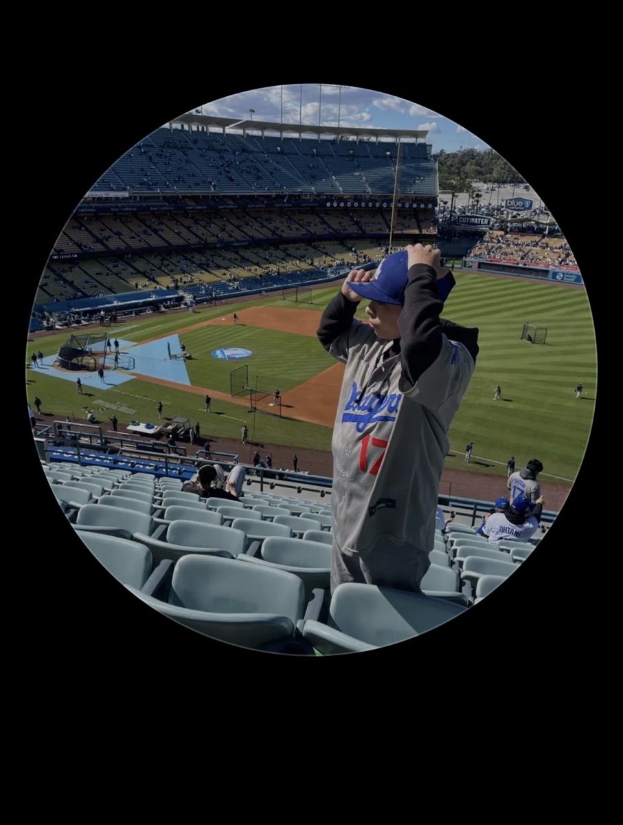 David looks at the stands at Dodger Stadium.