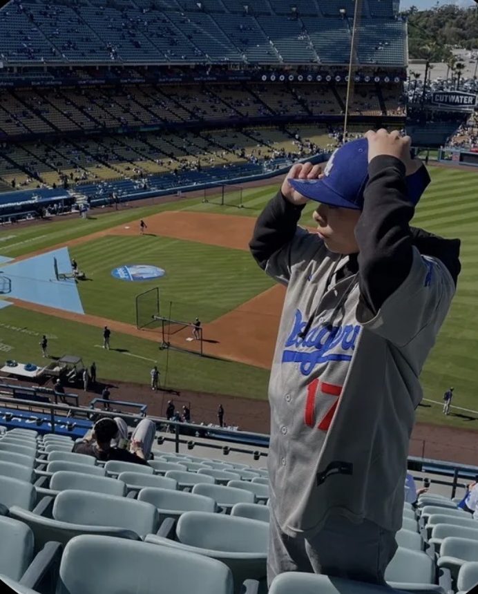 David looks at the stands at Dodger Stadium.