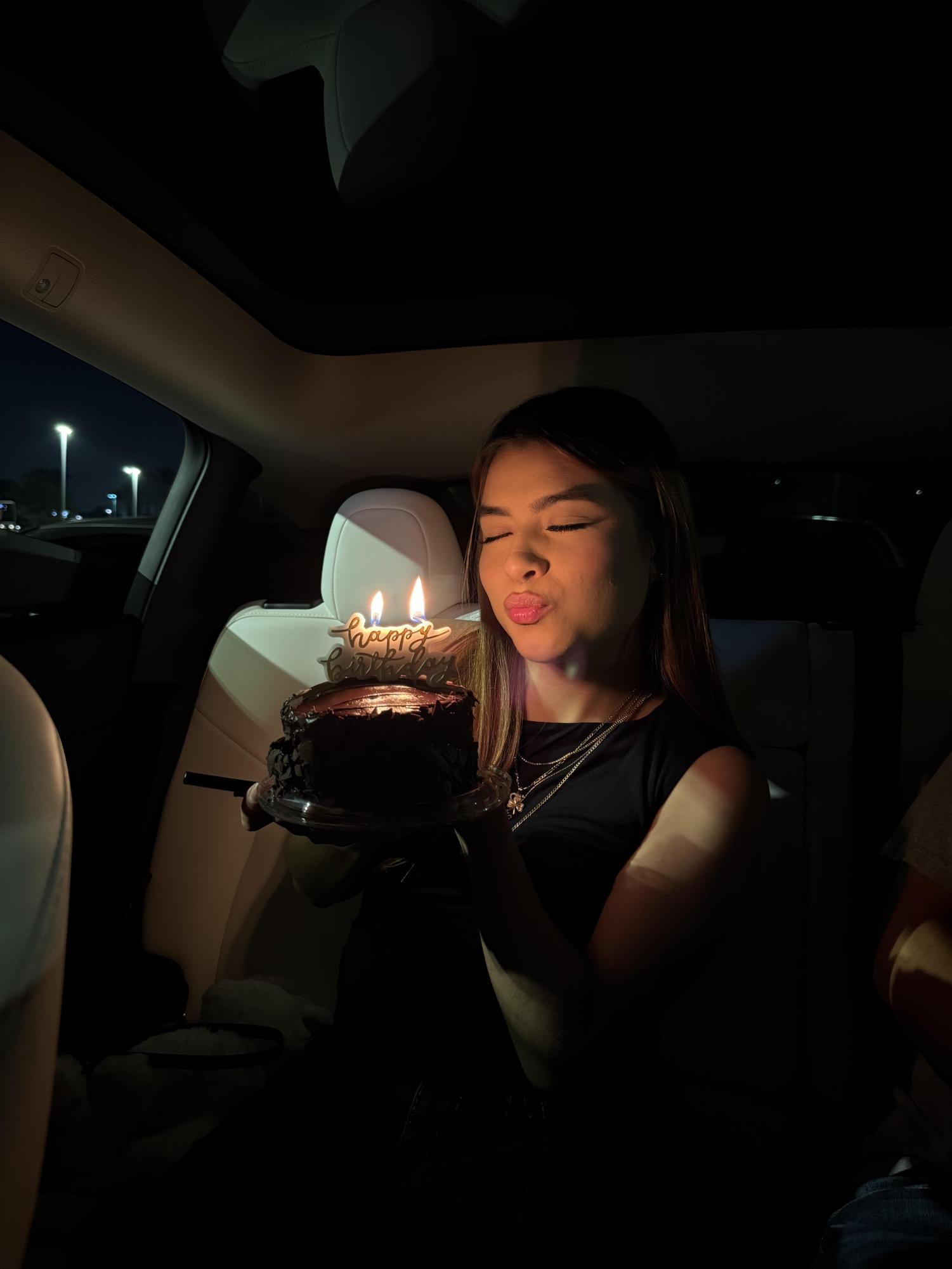 Stephanie poses for a picture on her birthday. 