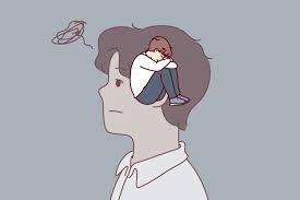 The adult hides his emotions and his inner child believing it is "too childish." From the trauma the man has gotten from his parents, he no longer tries to be vulnerable.