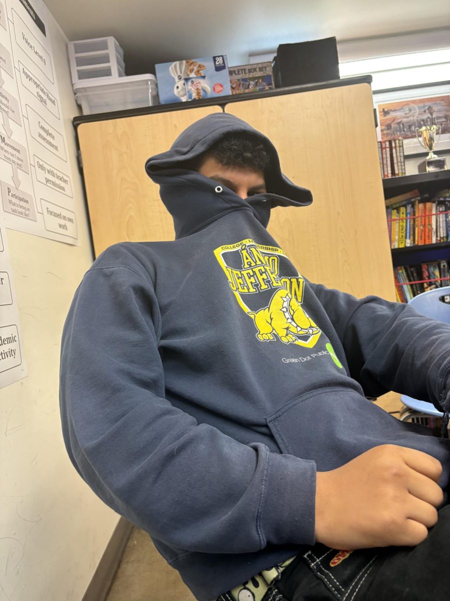 Jonathan Corado sitting in Mr. Finer's room.