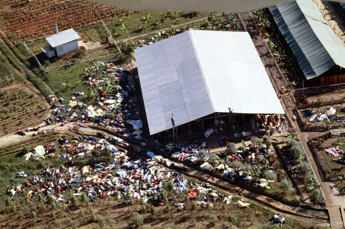 Bodies in the aftermath of the massacre lay on the ground.
